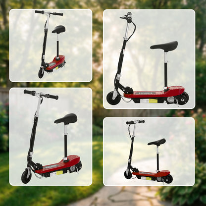 Powered Powered Scooter Ride-On, with Brakes, Adjustable Seat, Adjustable Handlebars, Red