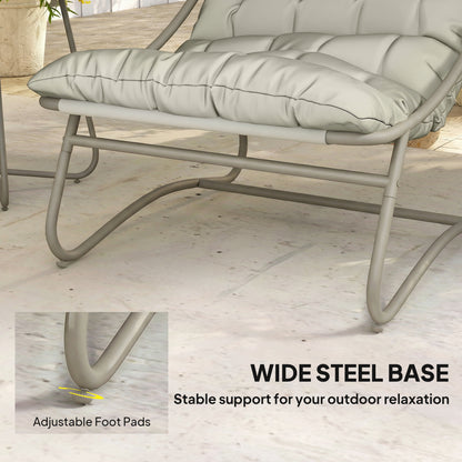 3 Piece Garden Bistro Set, Round Outdoor Bistro Table and Chairs Set for 2 with Texteline Seat and Cushions, Light Grey