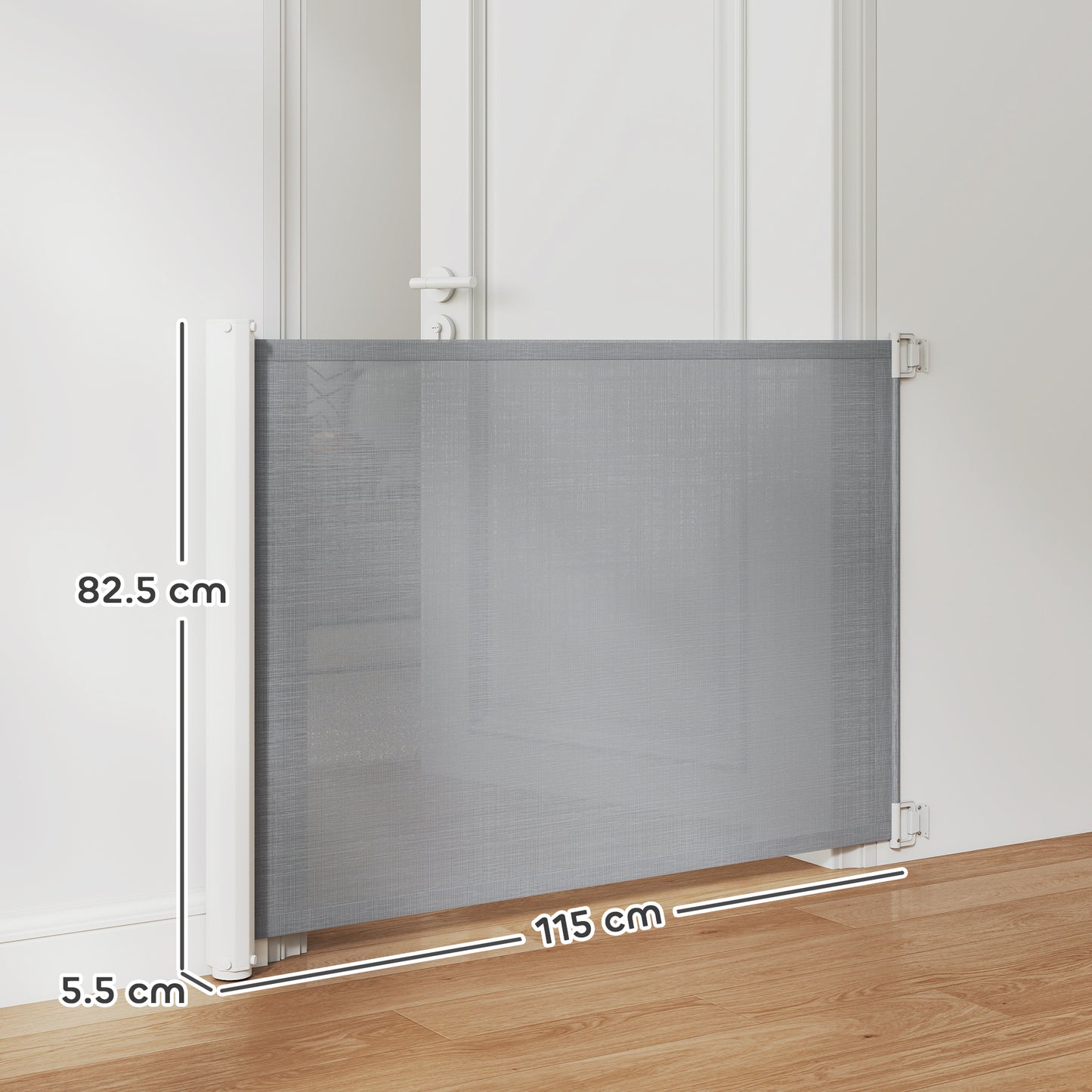 Retractable Pet Safety Gate, Folding Dog Barrier, Grey