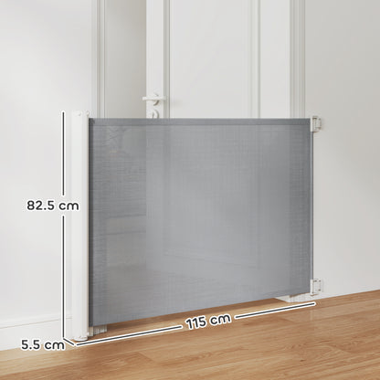 Retractable Pet Safety Gate, Folding Dog Barrier, Grey