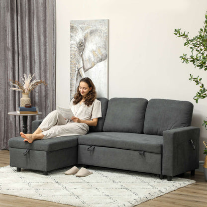 Pull Out Sofa Bed with 113 x 49cm storage space - Charcoal Grey