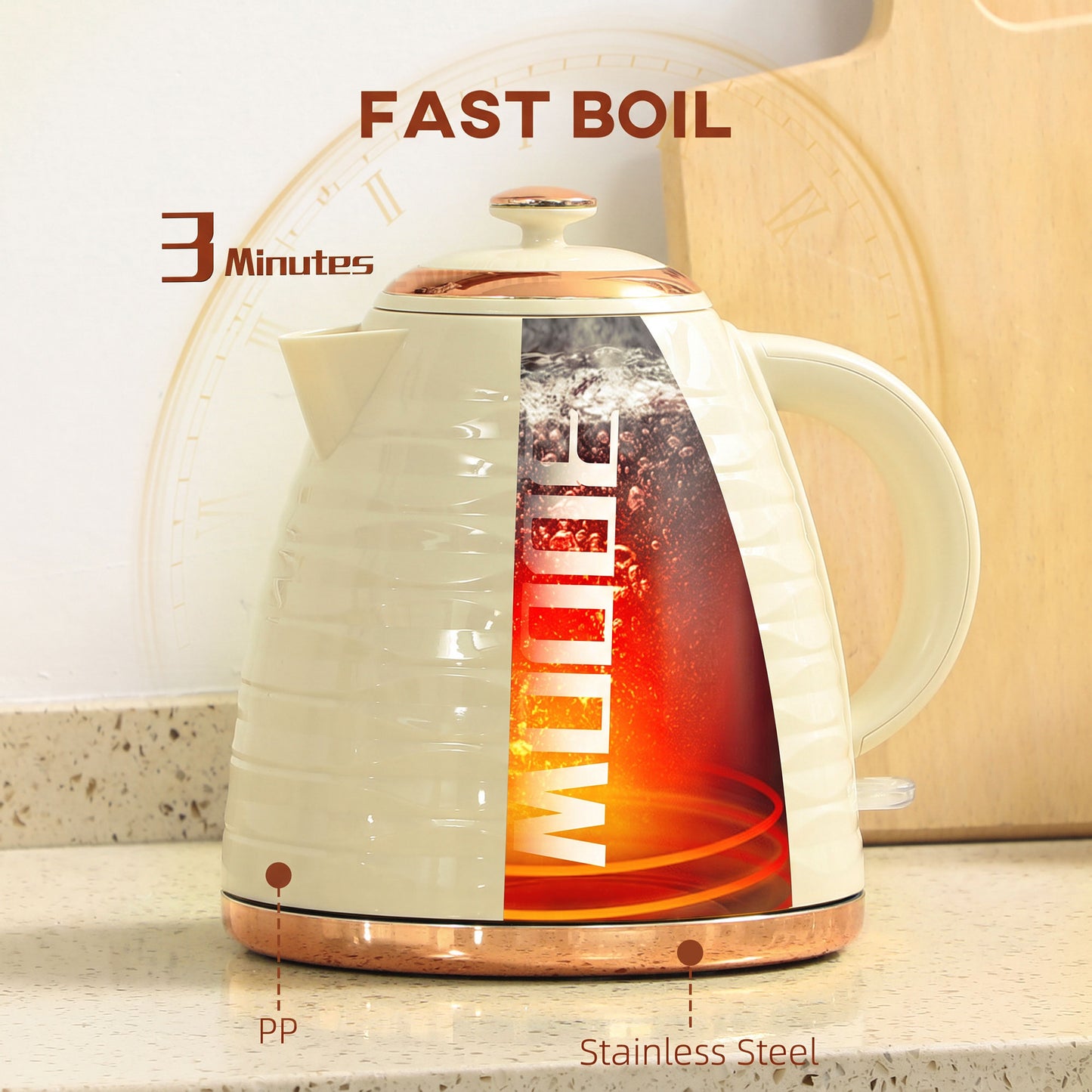 3kW Rapid Boil Honeycomb Kettle - Cream White
