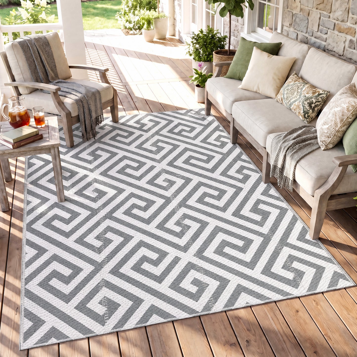 Outdoor Rug Reversible Mat Plastic Straw Rug Portable RV Camping Mat for Garden Deck Picnic Indoor, 152 x 243 cm (5 x 8 ft)