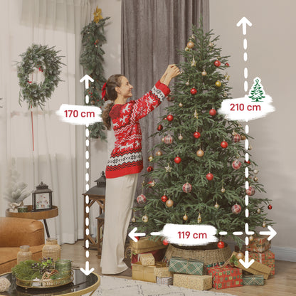 7 ft Full Spruce Christmas Tree with Realistic Dense Tips, Easy Assembly - Green