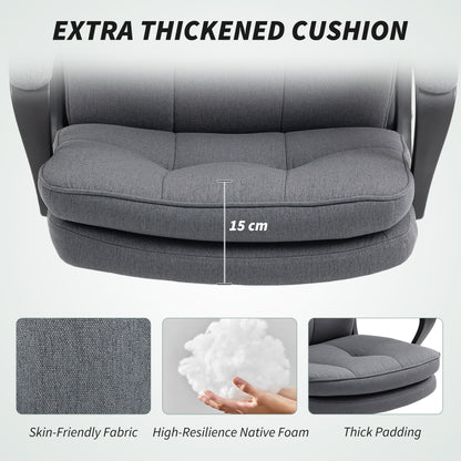 Double Padded Linen-Look Office Chair - Charcoal Grey