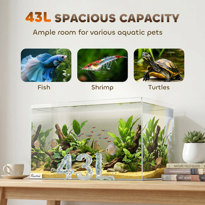 Fish Tank Bare Glass for DIY Glass Aquarium with Protective Base Mat 43L Transparent for Fish Shrimps
