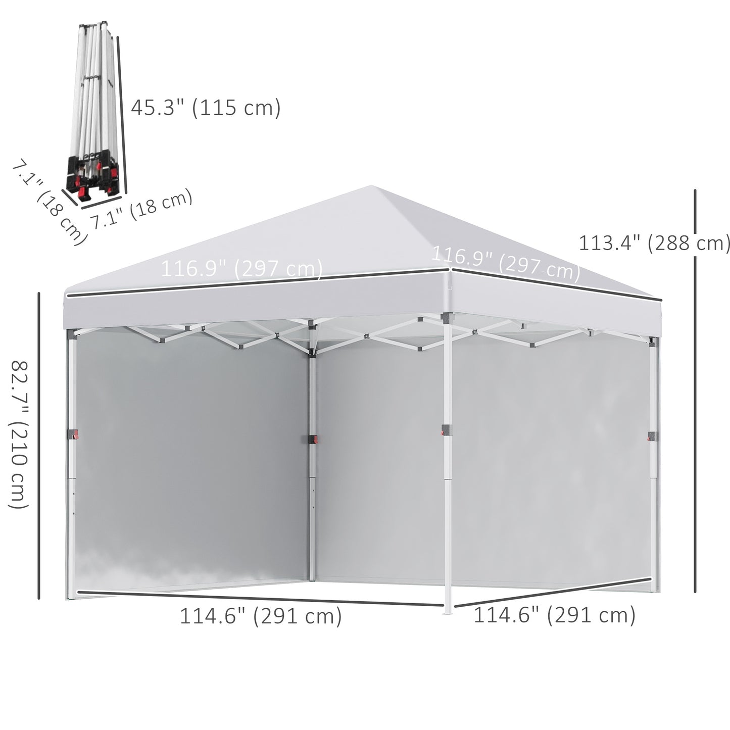 3 x 3 (M) Pop Up Gazebo, UPF 30+ with 2 Sidewalls, Leg Weight Bags and Wheeled Bag