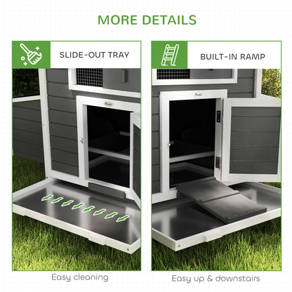 Chicken Coop, Wooden Outdoor Hen House with Nesting Box, Openable Waterproof Top, Pull-Out Tray, 150 x 100 x 97cm