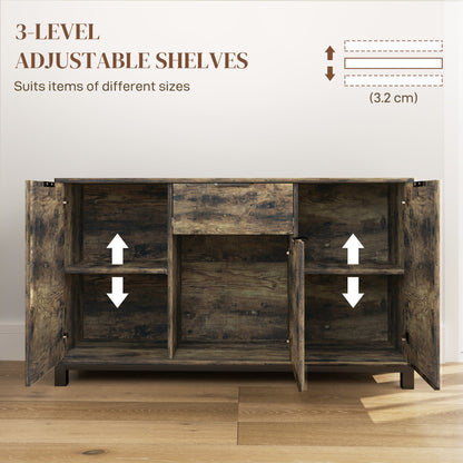 Sideboard, Industrial Storage Cabinet with Doors, Drawer, Cupboard and Adjustable Shelves for Living Room, Dining Room