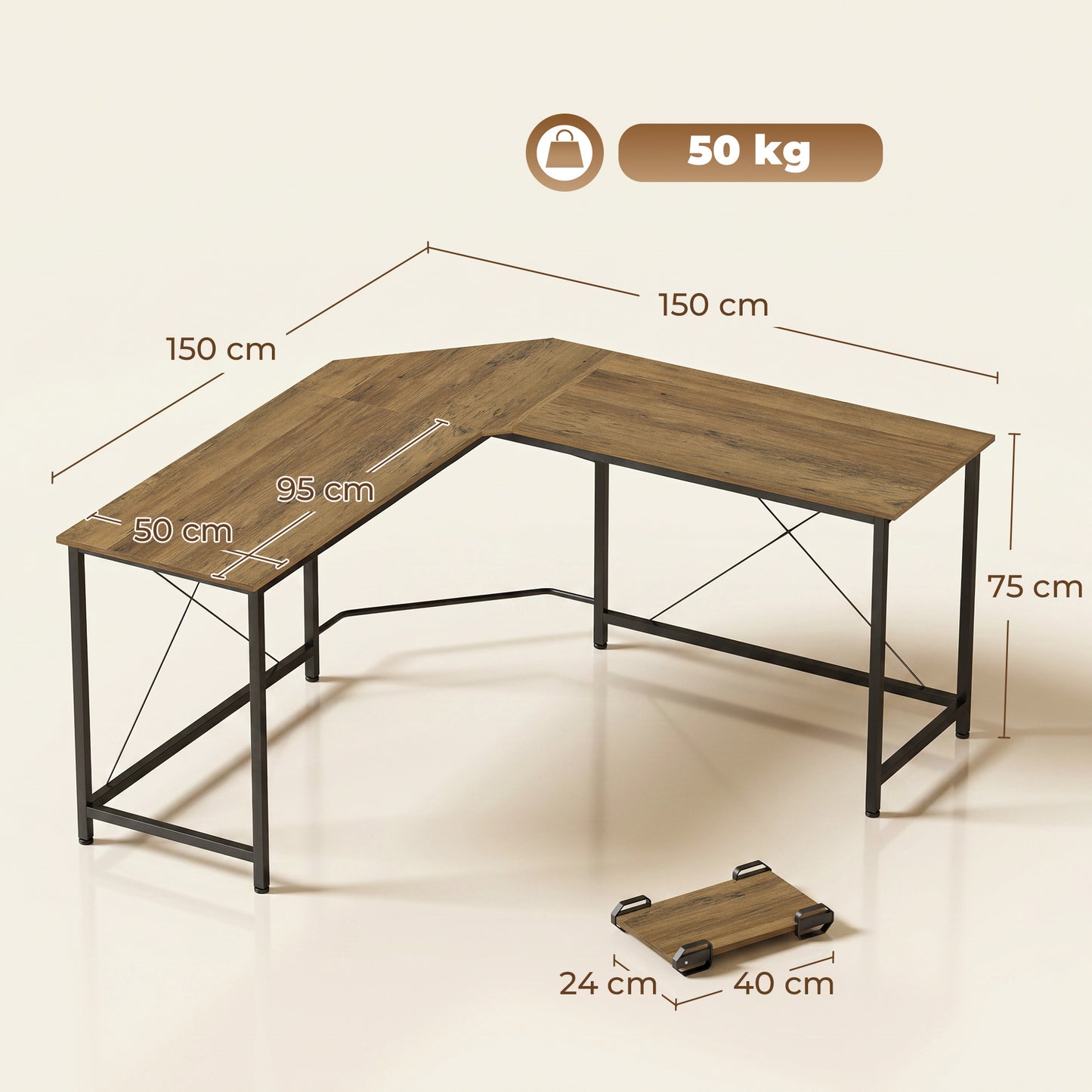Corner L-Shape Computer Desk PC Workstation Writing Gaming Table Home Office