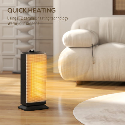 2000W Ceramic Electric Heater with Fan, Oscillation - Black