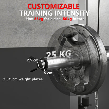 3-in-1 Gym Station with 17-level Squat Rack Dual Cable Pulley System Home Strength Training, Black
