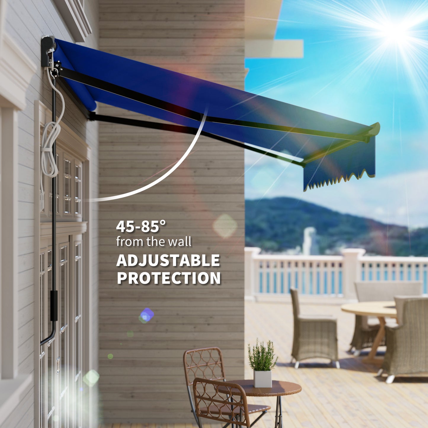 3 x 2.5m Electric Awning with LED Light and Remote Controller, Aluminium Frame DIY Retractable Awning