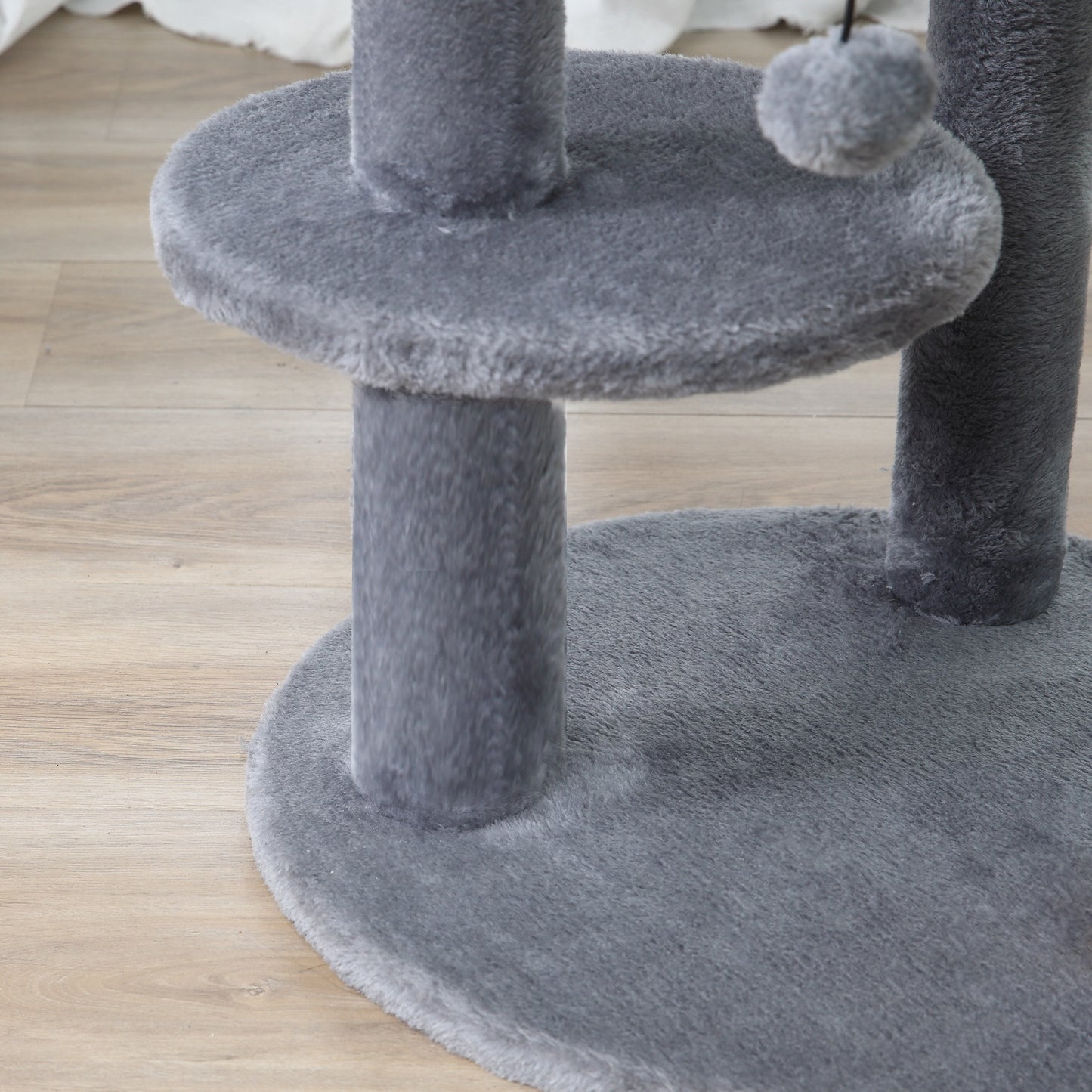 104 cm Cat Tree, Cat Condo Tree Tower, Cat Activity Centre with Scratching Posts, Plush Perches, Hanging Ball - Grey