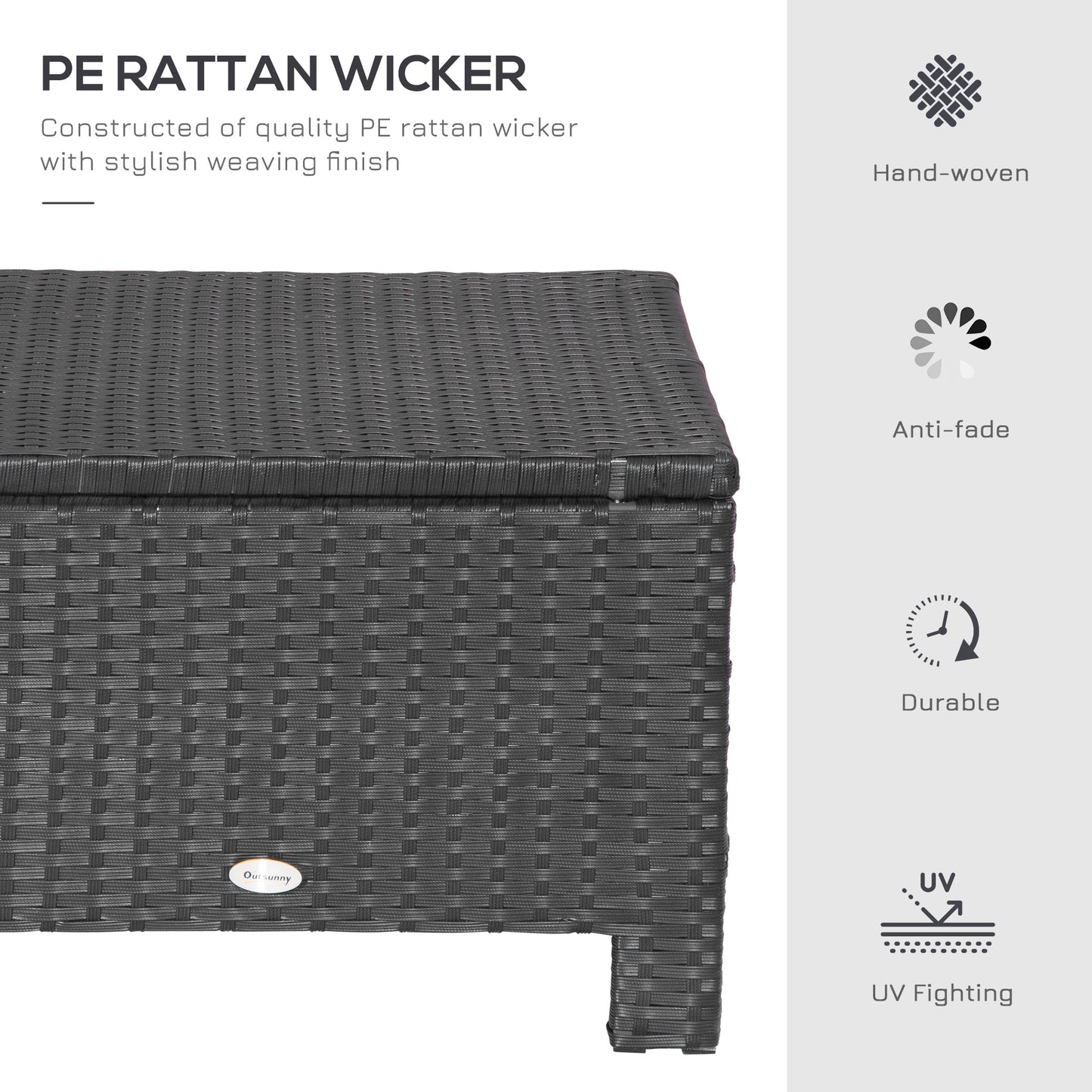 Rattan Footstool Wicker Ottoman with Padded Seat Cushion Outdoor Patio Furniture for Garden Poolside Living Room