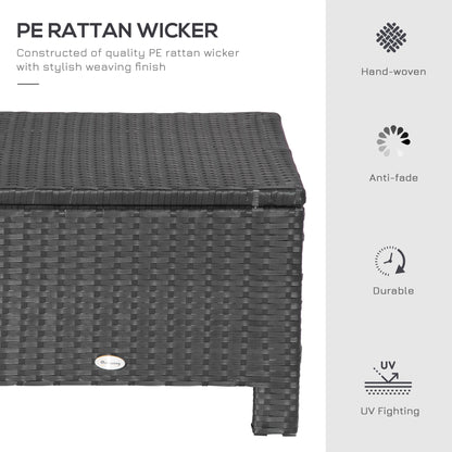 Rattan Footstool Wicker Ottoman with Padded Seat Cushion Outdoor Patio Furniture for Garden Poolside Living Room
