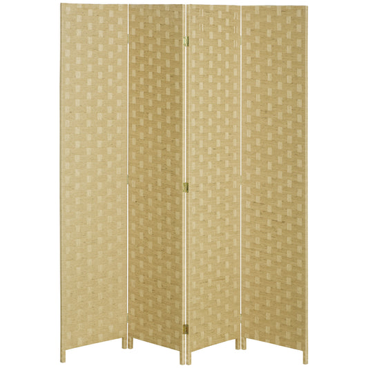 Wave Fibre Freestanding Folding Privacy Screen Panels, Room Divider, Brown