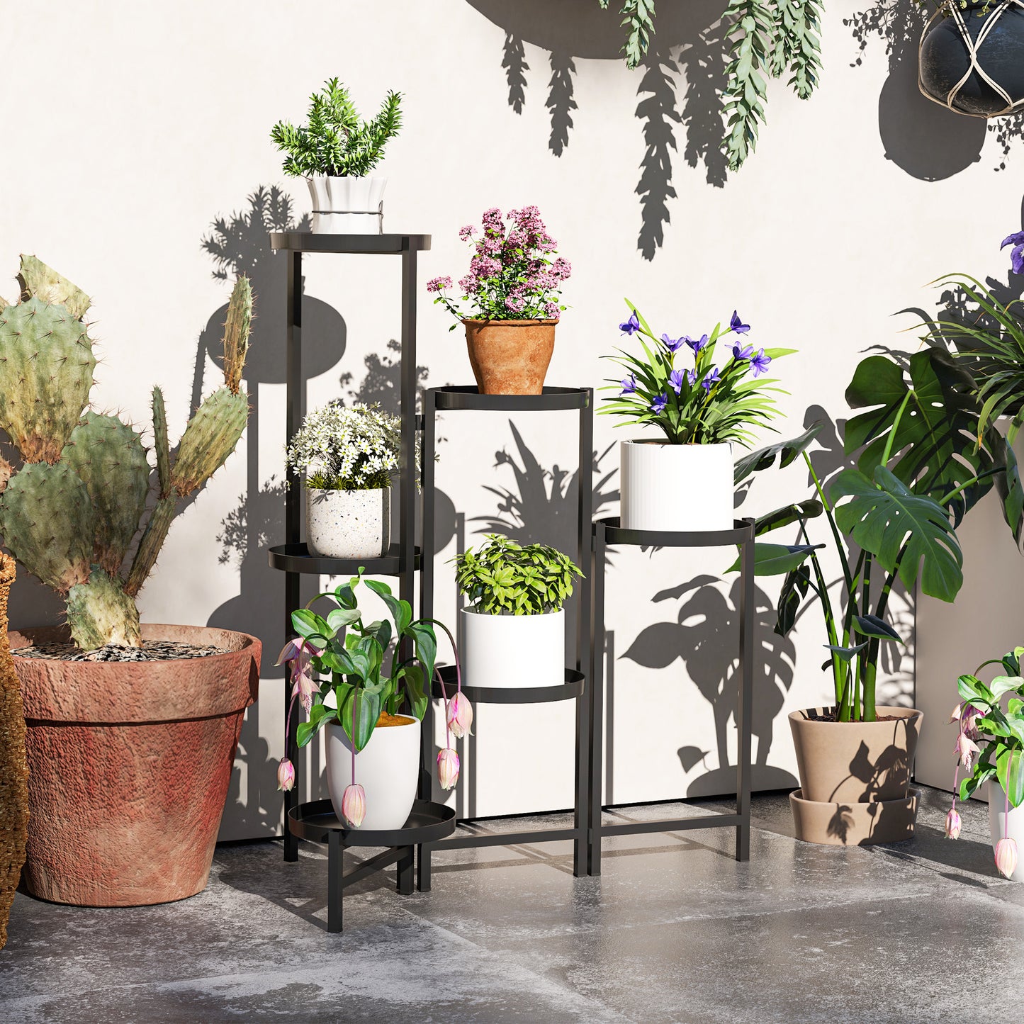 3 Tier Plant Stand Indoor Outdoor, Foldable Corner Plant Stands for Multiple Plants