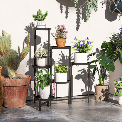 3 Tier Plant Stand Indoor Outdoor, Foldable Corner Plant Stands for Multiple Plants