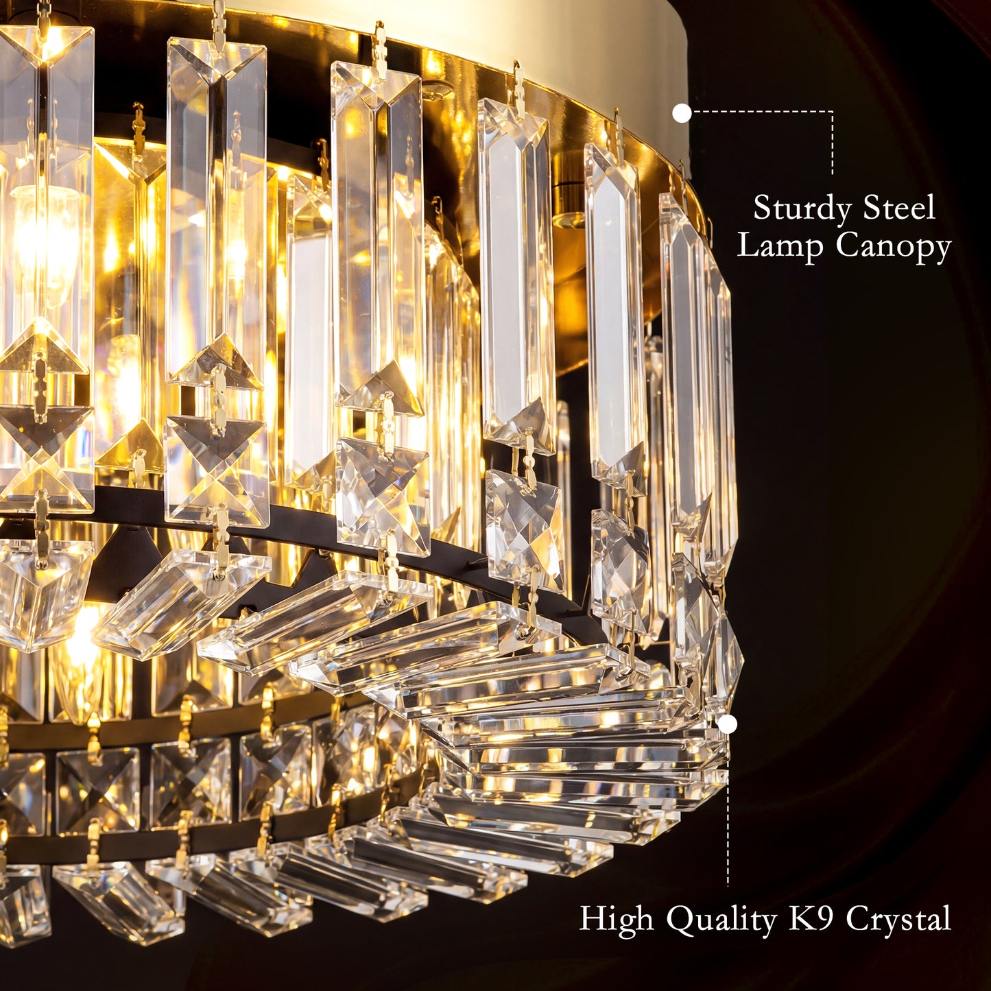 Crystal Chandeliers with 225 Crystal Pendants, 8-Light Ceiling Light for Living Room, Bedroom Dining Room, Gold Tone
