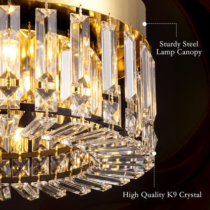 Crystal Chandeliers with 225 Crystal Pendants, 8-Light Ceiling Light for Living Room, Bedroom Dining Room, Gold Tone