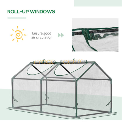 Mini Greenhouse Portable Flower Planter Vegetable Grow House for Garden with Zipped Windows, 120 x 60 x 60 cm, Clear