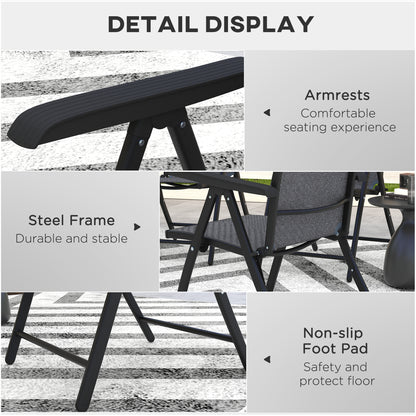 Set of Two Folding Garden Chairs, with Seven-Position Adjustable Backs - Grey