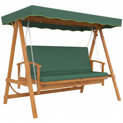 3 Seater 2-in-1 Wooden Garden Swing Seat Swing Chair, Outdoor Convertible Hammock Bench w/cushion, Furniture Lounger Bed