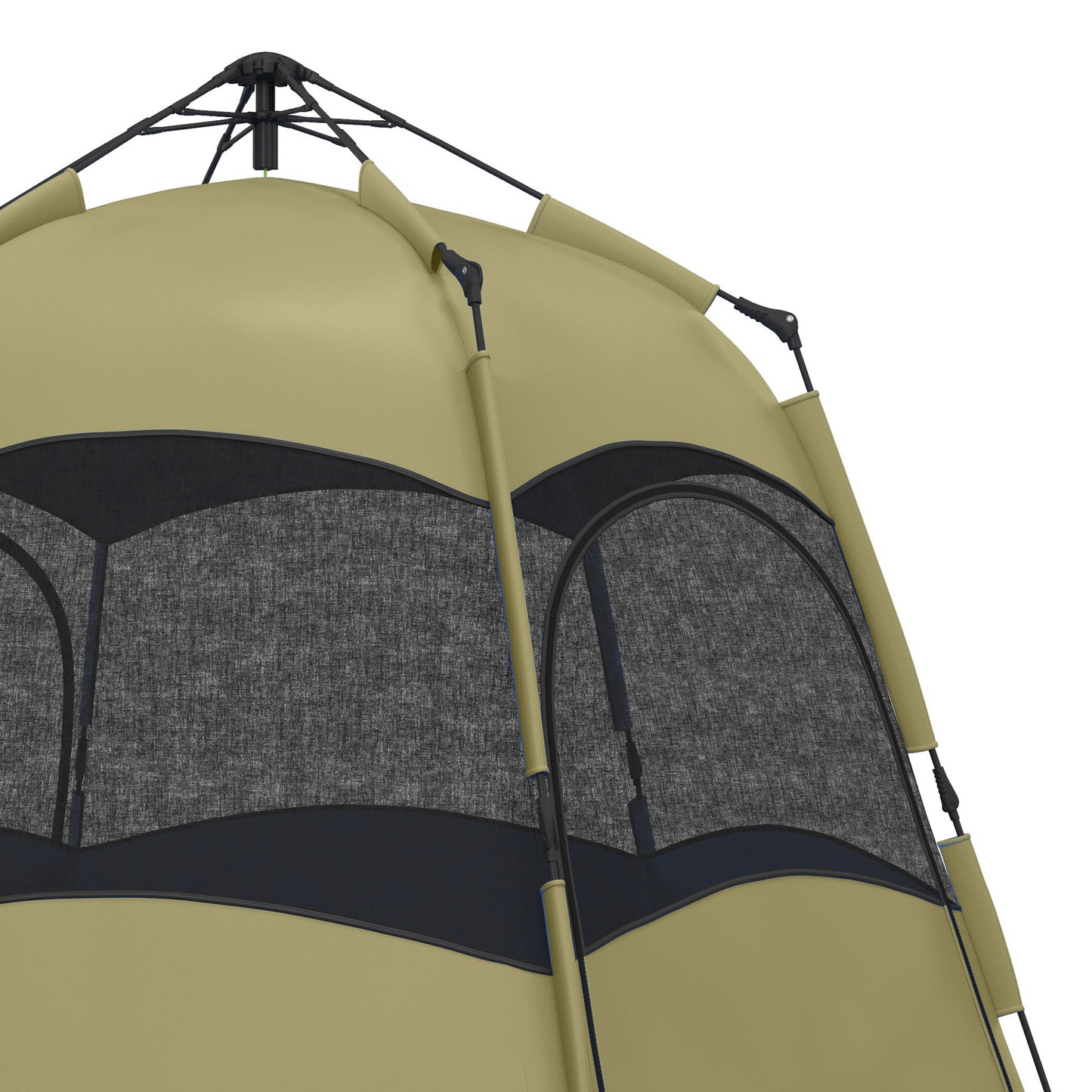 4 Man Hexagon Camping Tent with Hang Hook and Carry Bag - Dark Green and Light Grey
