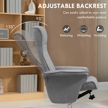 Swivel Recliner Chair with Footstool, Velvet Recliner Armchair with Ottoman, Steel Base