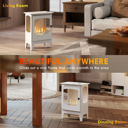Freestanding Ethanol Fireplace, Steel Bioethanol Fireplace with Stainless Steel Flame Snuffer, 0.9L Tank