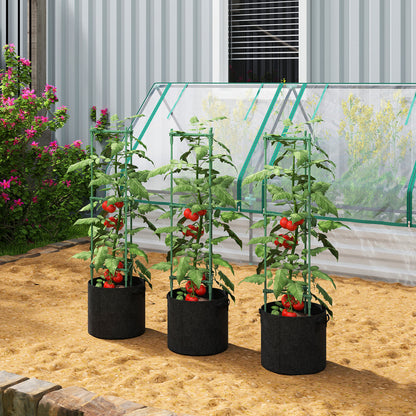 3 Packs Tomato Cages with 83.7L Grow Bags, 120cm Adjutstable Triangle Plant Stakes Support Trellis with Planter Bags