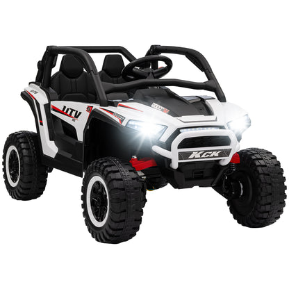 2 Seater 24V 7AH Ride on Truck, Battery Powered Electric Ride On Car w/ Remote, Suspension, 3 Speeds, White
