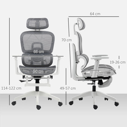 Multi-Adjustable Mesh Office Chair - Grey and White