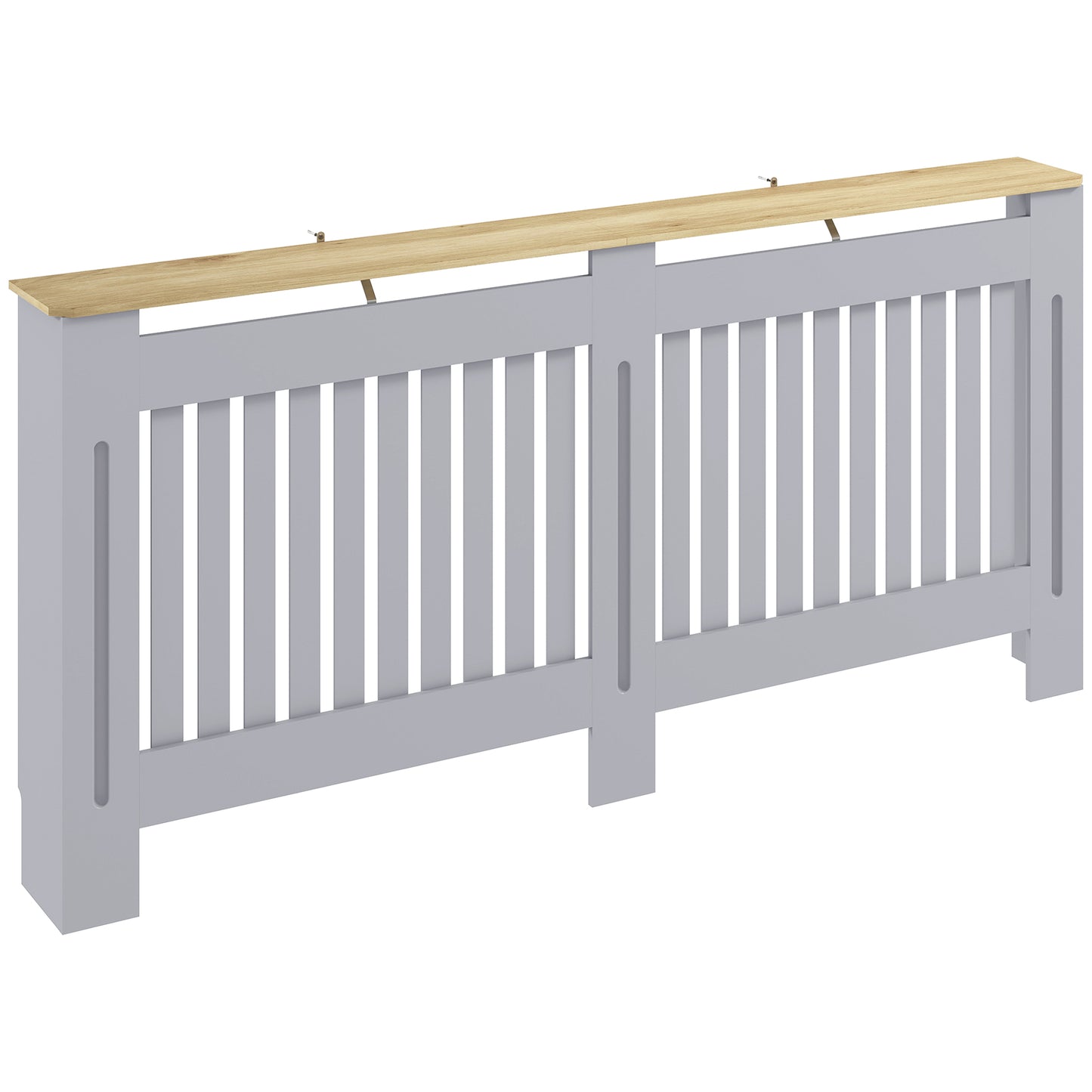 Slatted Radiator Cover, Painted Cabinet with Line Grill Design, 172L × 19W × 81H cm, Grey