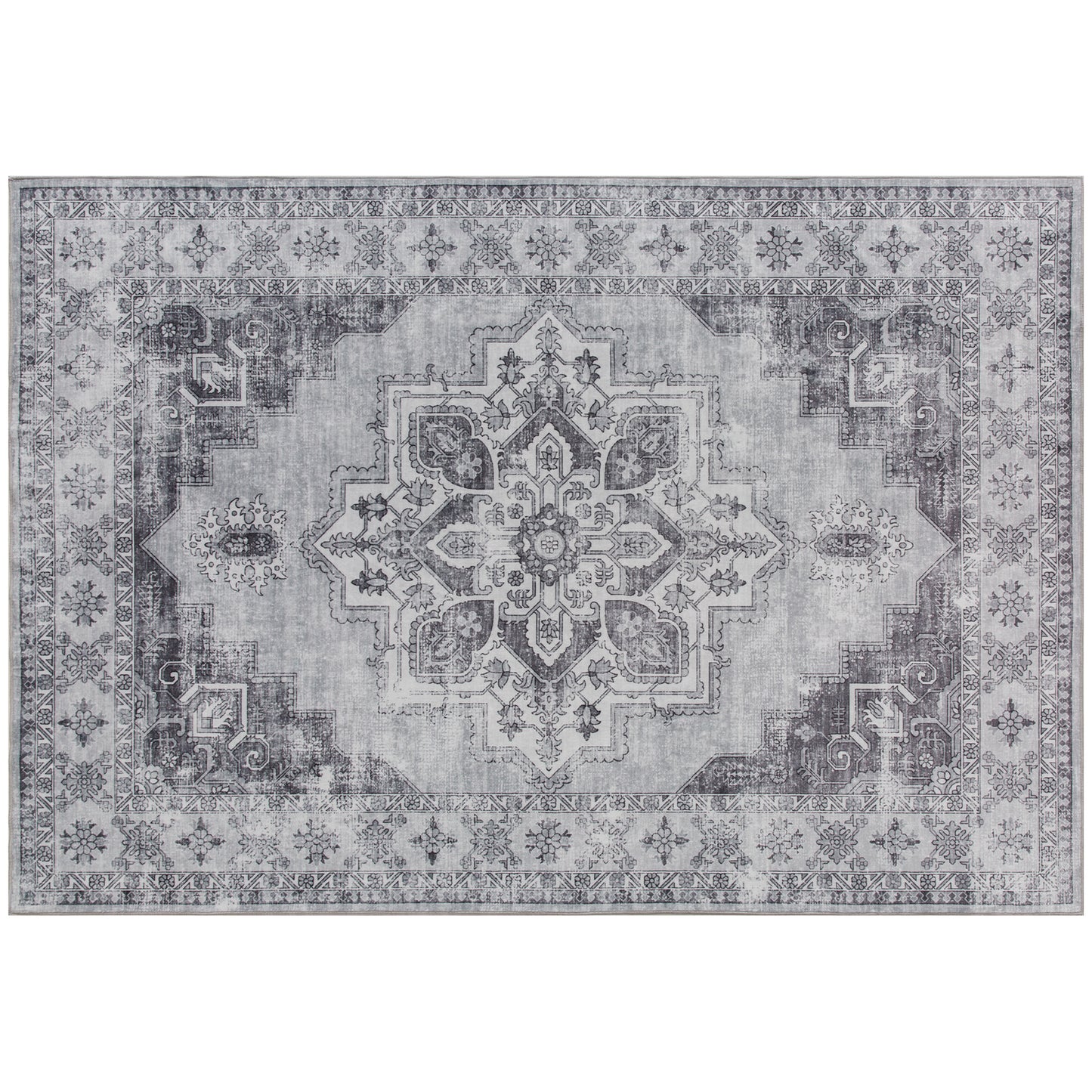 Vintage Area Rug, Non-Slip Washable Rug, Flannel Floor Carpet for Living Room, Bedroom, Dining Room, Home Office