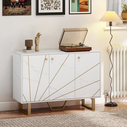 Sideboard Storage Cabinet, Modern Storage Cupboard with Adjustable Shelves and Metal Legs for Living Room, Kitchen