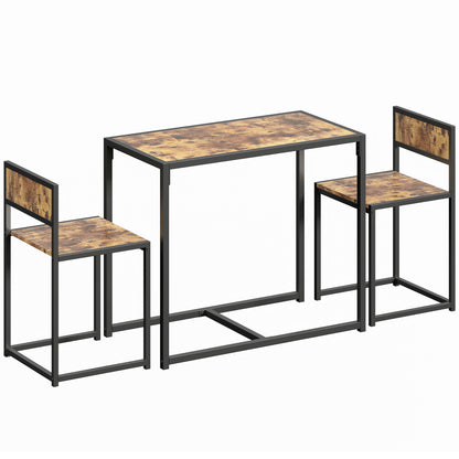 3 Piece Table Stool Set - Rustic Brown