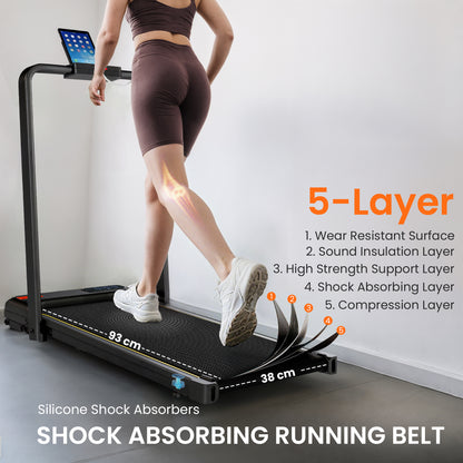 Folding Walking Treadmill, Under Desk Walking Pad with Incline, Black