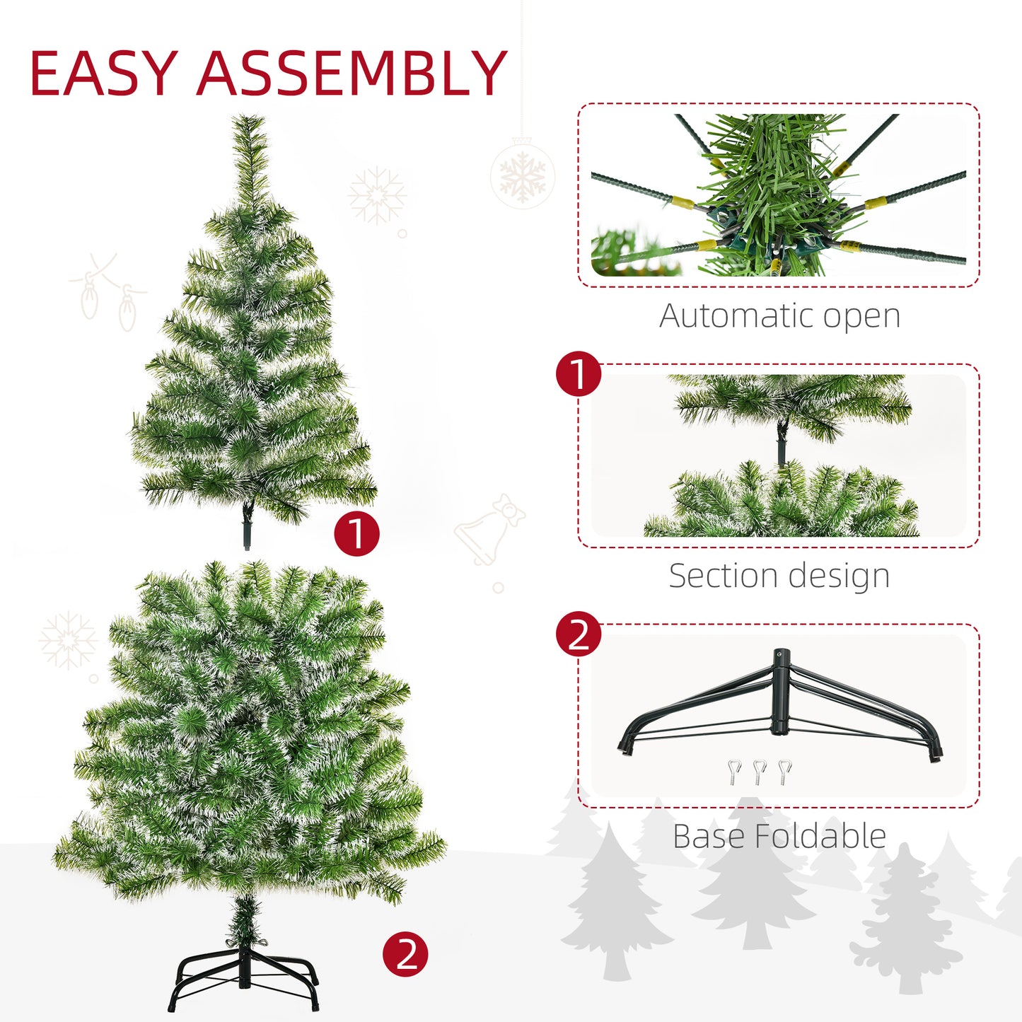 5FT Indoor Christmas Tree Artificial Decoration Xmas Gift with Metal Stand Branch Tips