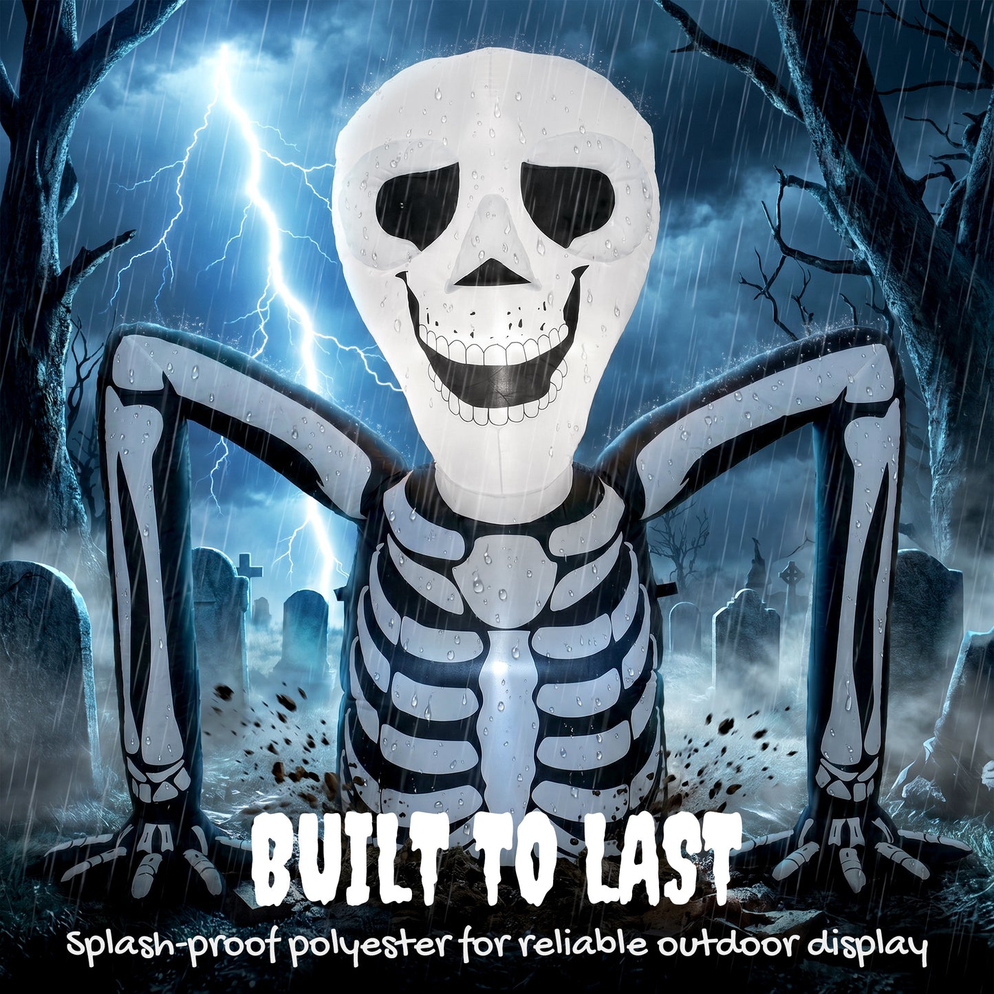 Inflatable Ground Crawling Skeleton, Scary Halloween Decoration with Built-in LED Lights for Indoor Outdoor Decor