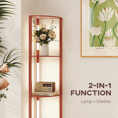 Corner Floor Lamp for Living Room Bedroom with Warm White LED Light, Modern Tall Standing Lamp, Brown