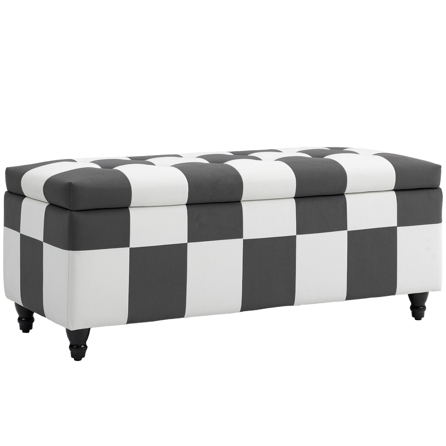 Storage Ottoman, Storage Bench with Wood Legs, Footstool, Footrest with Velvet Surface for Bedroom, Hallway, Living Room