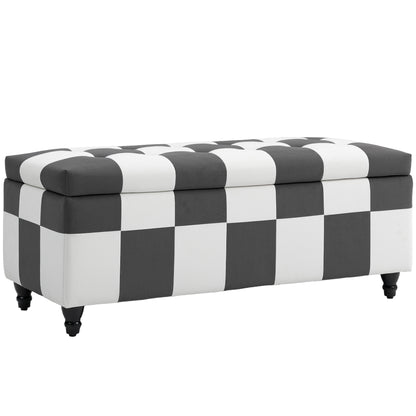 Storage Ottoman, Storage Bench with Wood Legs, Footstool, Footrest with Velvet Surface for Bedroom, Hallway, Living Room