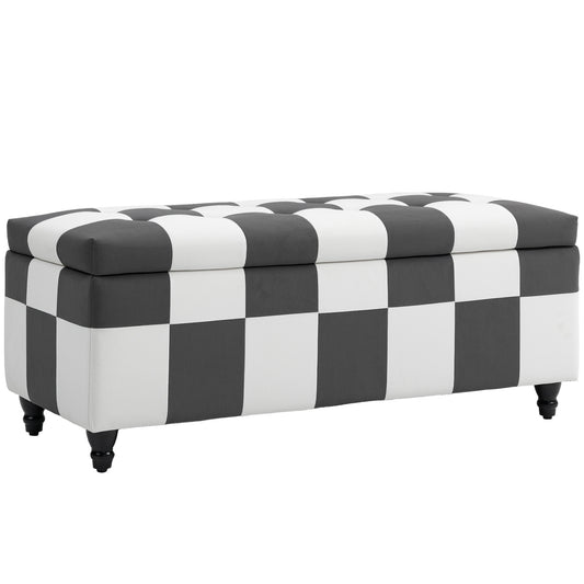 Storage Ottoman, Storage Bench with Wood Legs, Footstool, Footrest with Velvet Surface for Bedroom, Hallway, Living Room