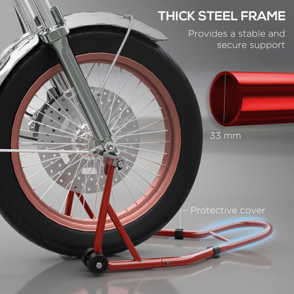 Front Motorcycle Paddock Stand Motorbike Stand with Anti-Slip Mat, Adjustable Pin and Swingarm Spool Adaptors