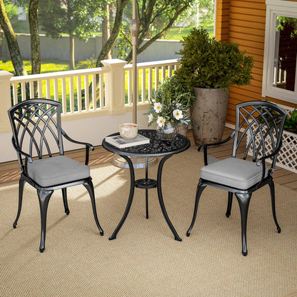 Three-Piece Cast Aluminium Bistro Set - Black