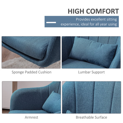 Swivel Accent Chair, Linen Fabric Tub Vanity Chair, Modern Armchair with Adjustable Height and Lumbar Support for Living Room