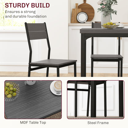 Three-Piece Minimal and Compact Dining Set, Grey Wood Effect