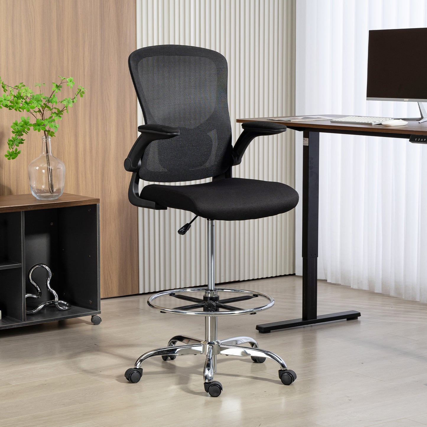 Draughtsman Chair, with Adjustable Lumbar - Black